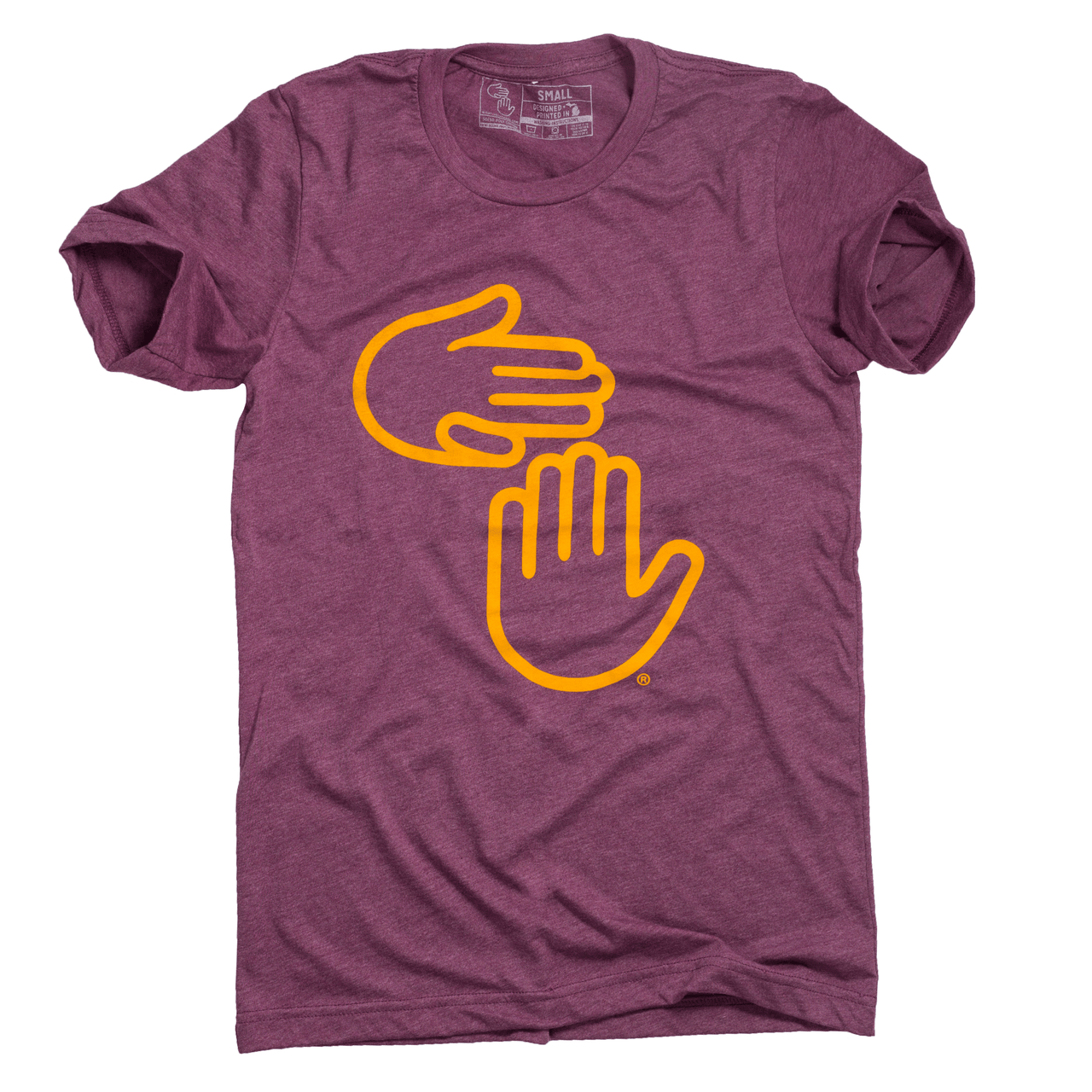 Michigan Hands Tee (Maroon and Gold)