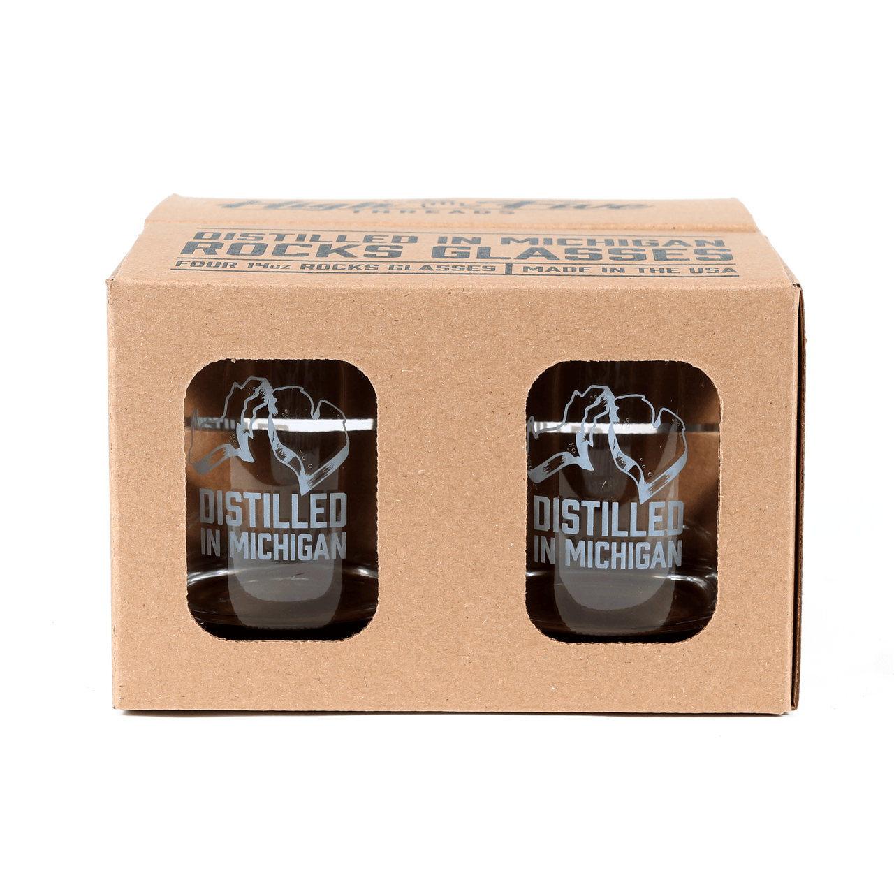 Distilled in Michigan Rocks Glass 4-Pack